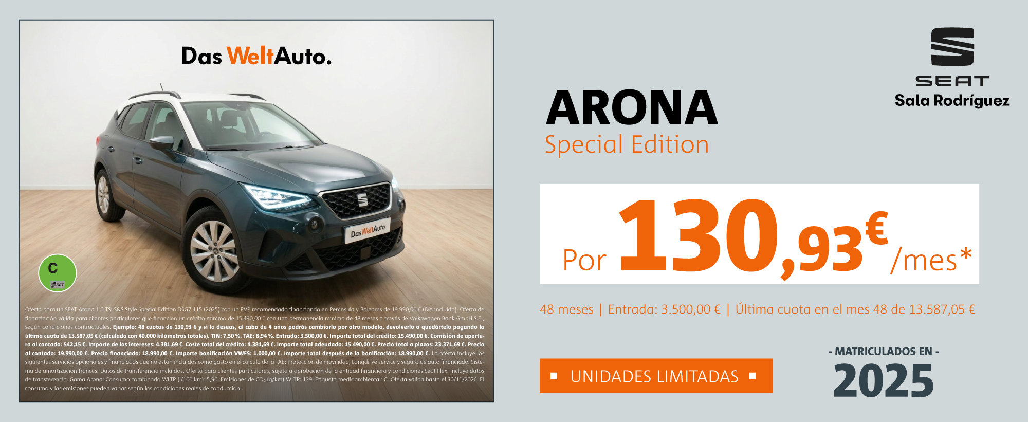 ¡Ocasión! SEAT Arona Special Edition por 130,93€/mes*